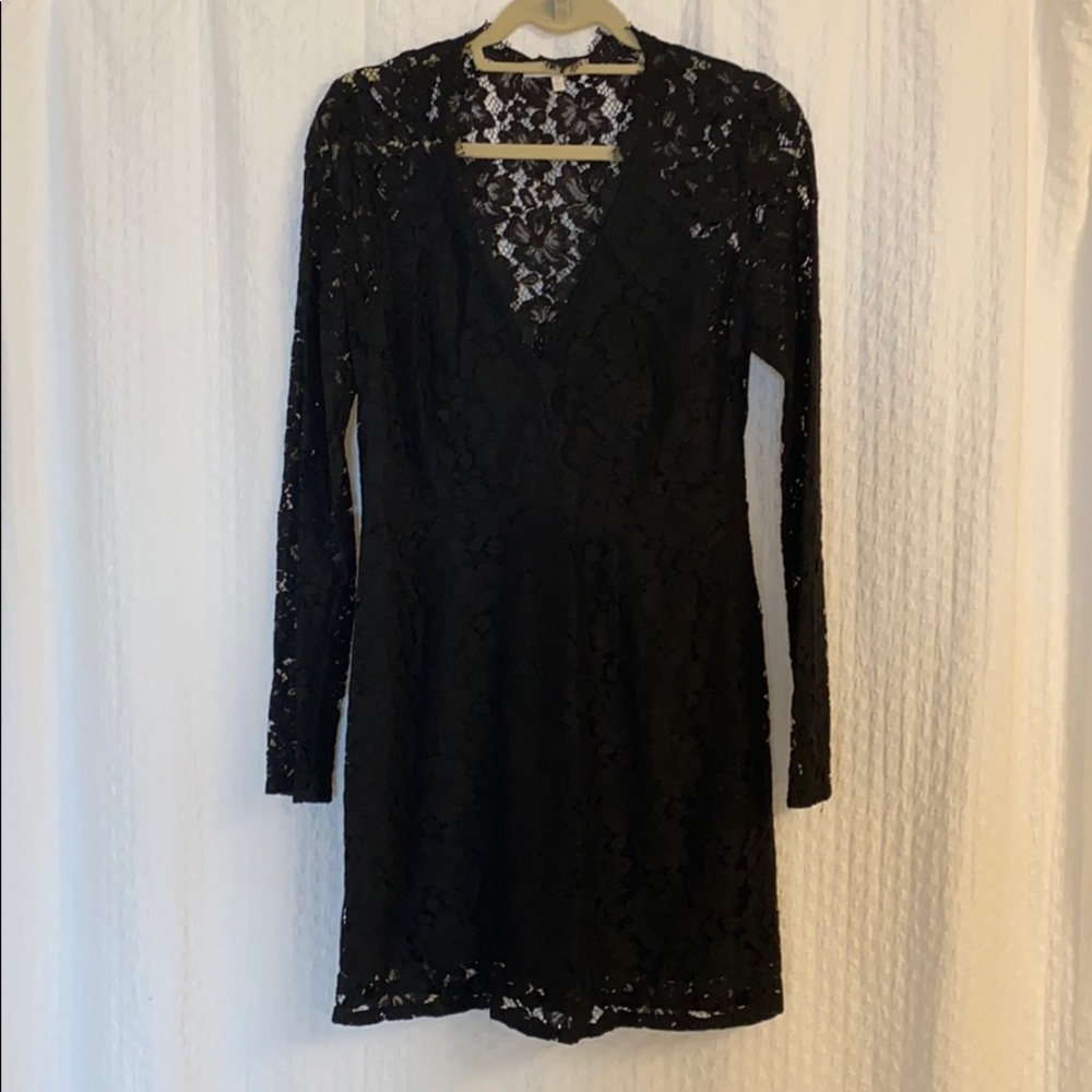 Wayf long sleeve lace black dress